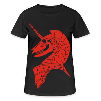 Rotes gotisches Einhorn - Frauen T-Shirt atmungsaktiv - Schwarz - Vorne - AI Model Female 172 light (172cm)