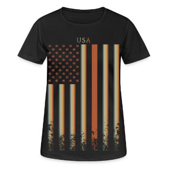 USA Flag Retro - Women's Breathable T-Shirt - black - Front - AI Model Female 172 light (172cm)