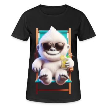 Yeti Monster dans une chaise longue - T-shirt respirant Femme - noir - Devant - AI Model Female 172 light (172cm)