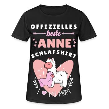 Best Turkish Anne (Mother) Alpaca Heart Design - Women's Breathable T-Shirt - black - Front - AI Model Female 172 light (172cm)