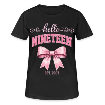 Hallo, neunzehn 19 Jahre alt ist Geburtstagsknoten 2007 - Frauen T-Shirt atmungsaktiv - Schwarz - Vorne - AI Model Female 172 light (172cm)