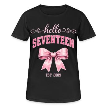 Hallo Siebzehn, 17-Jähriger ist 2009 Geburtstagsknoten - Frauen T-Shirt atmungsaktiv - Schwarz - Vorne - AI Model Female 172 light (172cm)