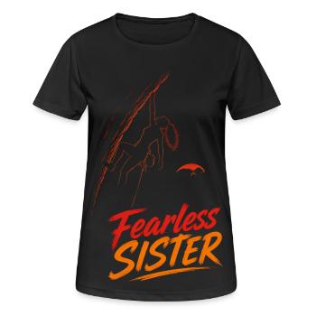 Sœur Intrépide – Grimper sans peur - T-shirt respirant Femme - noir - Devant - AI Model Female 172 light (172cm)