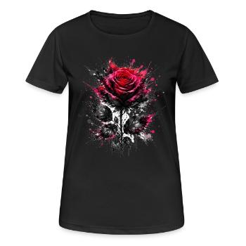 Red Rose with Ink Splashes - Women's Breathable T-Shirt - black - Front - AI Model Female 172 light (172cm)