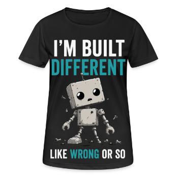 Construit différemment, comme faux - humour de mème, drôle - T-shirt respirant Femme - noir - Devant - AI Model Female 172 light (172cm)