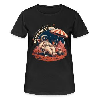 Out Of Office On Mars – Urlaub im Weltraum - Frauen T-Shirt atmungsaktiv - Schwarz - Vorne - AI Model Female 172 light (172cm)