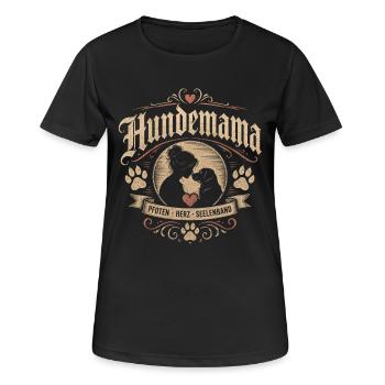 Hundemama Vintage - Frauen T-Shirt atmungsaktiv - Schwarz - Vorne - AI Model Female 172 light (172cm)