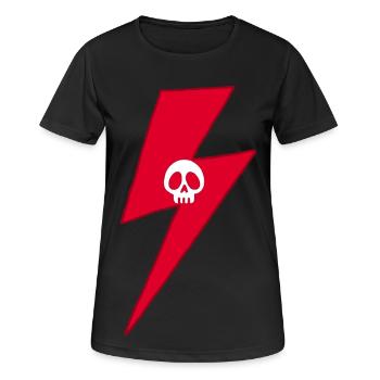 Totenkopf und roter Blitz - Frauen T-Shirt atmungsaktiv - Schwarz - Vorne - AI Model Female 172 light (172cm)