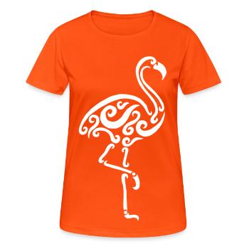 Weißer Flamingo - Frauen T-Shirt atmungsaktiv - Neonorange - Vorne - AI Model Female 172 dark (172cm)