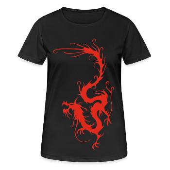 Dragon de fumée rouge - T-shirt respirant Femme - noir - Devant - AI Model Female 172 light (172cm)