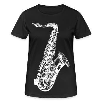 Saxophon Skizze - Frauen T-Shirt atmungsaktiv - Schwarz - Vorne - AI Model Female 172 light (172cm)