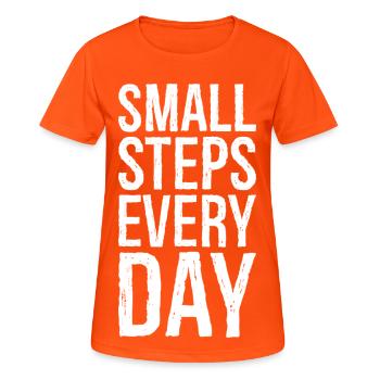 Petits pas tous les jours - T-shirt respirant Femme - orange néon - Devant - AI Model Female 172 dark (172cm)