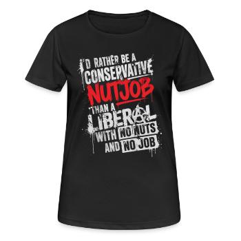 Konservativer vs. liberaler politischer Humor - Frauen T-Shirt atmungsaktiv - Schwarz - Vorne - AI Model Female 172 light (172cm)
