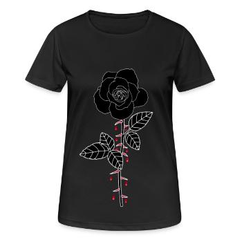 Blutige Rose - Frauen T-Shirt atmungsaktiv - Schwarz - Vorne - AI Model Female 172 light (172cm)