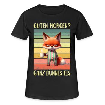 Fuchs Morgenmuffel - Frauen T-Shirt atmungsaktiv - Schwarz - Vorne - AI Model Female 172 light (172cm)