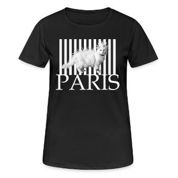 Paris Mohawk Punk Katze im Streifenprint - Frauen T-Shirt atmungsaktiv - Schwarz - Vorne - AI Model Female 172 light (172cm)