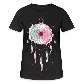 Spiritualität Meditation Heilige Geometrie Lotus - Frauen T-Shirt atmungsaktiv - Schwarz - Vorne - AI Model Female 172 light (172cm)