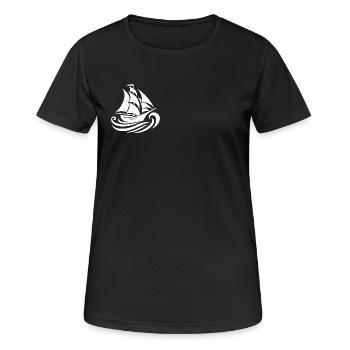 Segelboot Silhouette Meer und Wellen - Frauen T-Shirt atmungsaktiv - Schwarz - Vorne - AI Model Female 172 light (172cm)