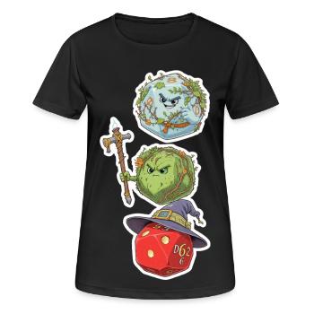 Würfel Magier, Zauberer & Druide – Fantasy Dice - Frauen T-Shirt atmungsaktiv - Schwarz - Vorne - AI Model Female 172 light (172cm)
