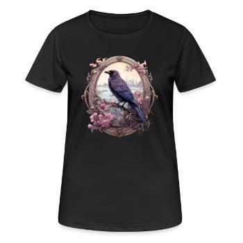 Rabe in einem romantischen ovalen Rahmen - Frauen T-Shirt atmungsaktiv - Schwarz - Vorne - AI Model Female 172 light (172cm)