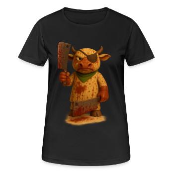 Meatcow - Frauen T-Shirt atmungsaktiv - Schwarz - Vorne - AI Model Female 172 light (172cm)