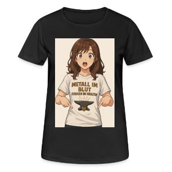 Humorous Metal Art Motif - Women's Breathable T-Shirt - black - Front - AI Model Female 172 light (172cm)