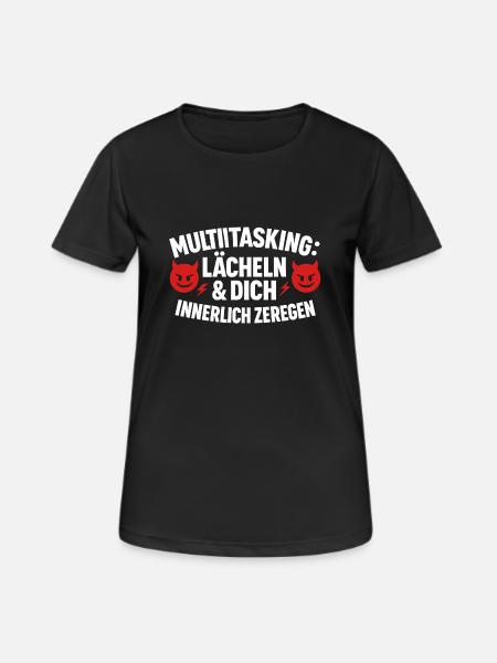 Multitasking Internally disassembling smiles - Women's Breathable T-Shirt - black