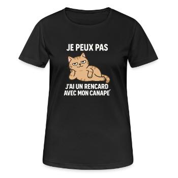 Das geht nicht, ich habe ein Date mit meinem Sofa. - Frauen T-Shirt atmungsaktiv - Schwarz - Vorne - AI Model Female 172 light (172cm)
