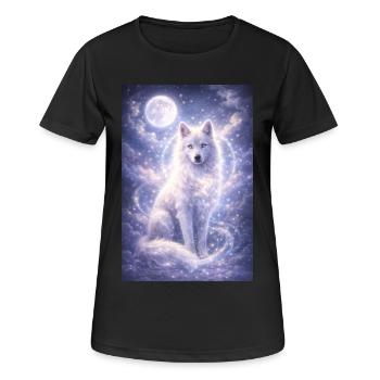 Mystic Wolf Moon Sticker Fantasy Animal Spiritual - Women's Breathable T-Shirt - black - Front - AI Model Female 172 light (172cm)