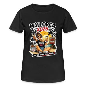 Mallorca 2026 Inselspaß - Frauen T-Shirt atmungsaktiv - Schwarz - Vorne - AI Model Female 172 light (172cm)