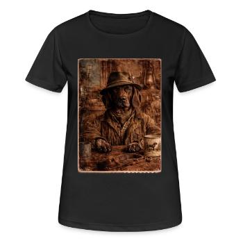 Hirschbaron - Hannoverscher Schweisshund - Frauen T-Shirt atmungsaktiv - Schwarz - Vorne - AI Model Female 172 light (172cm)
