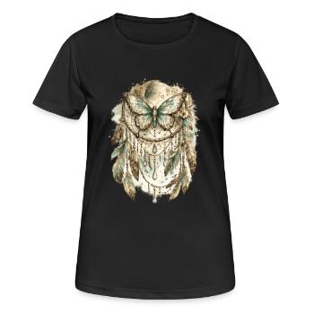 Mondtraumfalter Traumfänger - Frauen T-Shirt atmungsaktiv - Schwarz - Vorne - AI Model Female 172 light (172cm)