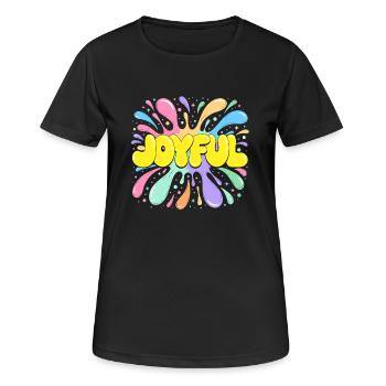 Freudiger Burst Psychedelischer Spritzer - Frauen T-Shirt atmungsaktiv - Schwarz - Vorne - AI Model Female 172 light (172cm)