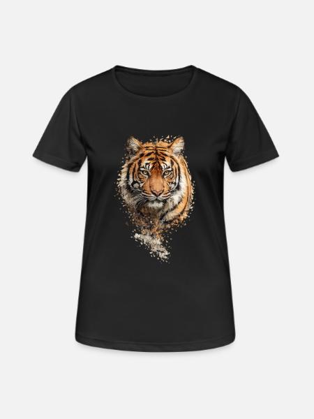Tiger Watercolor Fragment - Women's Breathable T-Shirt - black