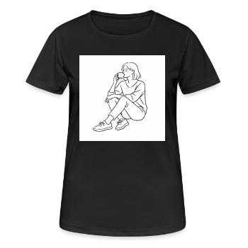 Kaffeezeit Linienstil - Frauen T-Shirt atmungsaktiv - Schwarz - Vorne - AI Model Female 172 light (172cm)