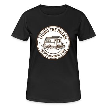 Living the Dream Muddy Camper - Women's Breathable T-Shirt - black - Front - AI Model Female 172 light (172cm)