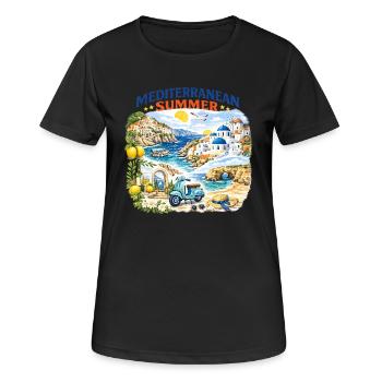 Mittelmeer-Sommer-Mosaik - Frauen T-Shirt atmungsaktiv - Schwarz - Vorne - AI Model Female 172 light (172cm)
