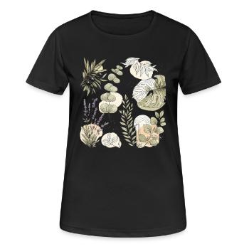 Natürliche Aquarellbotanik - Frauen T-Shirt atmungsaktiv - Schwarz - Vorne - AI Model Female 172 light (172cm)