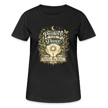 Den eigenen Frieden schützen - Frauen T-Shirt atmungsaktiv - Schwarz - Vorne - AI Model Female 172 light (172cm)