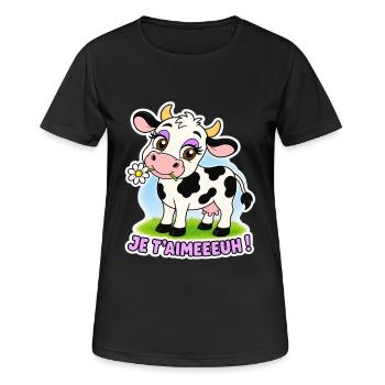 Je t’aimeeeuh ! - T-shirt respirant Femme - noir - Devant - AI Model Female 172 light (172cm)