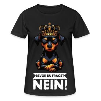 Avant de demander à Miniature Pinscher Pinscher Pinscher Fan - T-shirt respirant Femme - noir - Devant - AI Model Female 172 light (172cm)