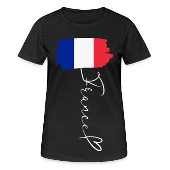 Drapeau France Tricolore Fierté Nationale Patriote - T-shirt respirant Femme - noir - Devant - AI Model Female 172 light (172cm)