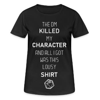 Der DM hat meinen Charakter getötet - Frauen T-Shirt atmungsaktiv - Schwarz - Vorne - AI Model Female 172 light (172cm)