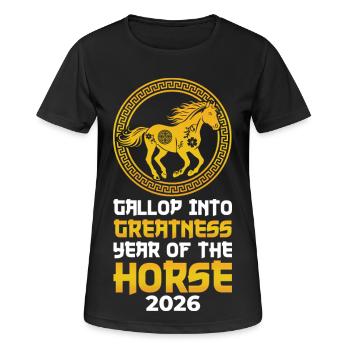 Year Of Horse 2026 Chinese New Year Chinese Zodiac - Women's Breathable T-Shirt - black - Front - AI Model Female 172 light (172cm)