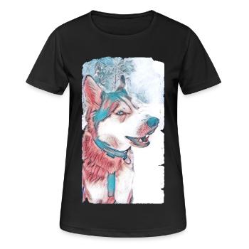 Husky Chien Pastel - T-shirt respirant Femme - noir - Devant - AI Model Female 172 light (172cm)