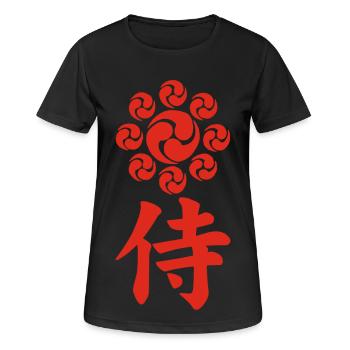 Samurai emblem of the Uesugi clan (red) - Women's Breathable T-Shirt - black - Front - AI Model Female 172 light (172cm)