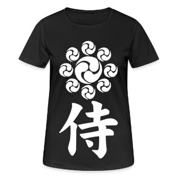 Emblème samouraï du clan Uesugi (blanc) - T-shirt respirant Femme - noir - Devant - AI Model Female 172 light (172cm)