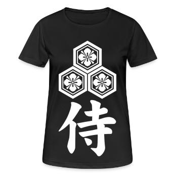 Emblème samouraï du clan Asai blanc - T-shirt respirant Femme - noir - Devant - AI Model Female 172 light (172cm)