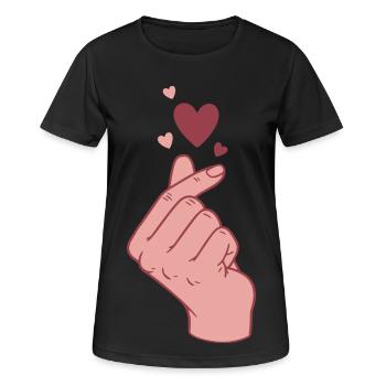 Kpop Finger Herz Koreanischer Pop Süße Liebe Koreanisch - Frauen T-Shirt atmungsaktiv - Schwarz - Vorne - AI Model Female 172 light (172cm)