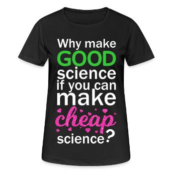 Cheap Science - Frauen T-Shirt atmungsaktiv - Schwarz - Vorne - AI Model Female 172 light (172cm)